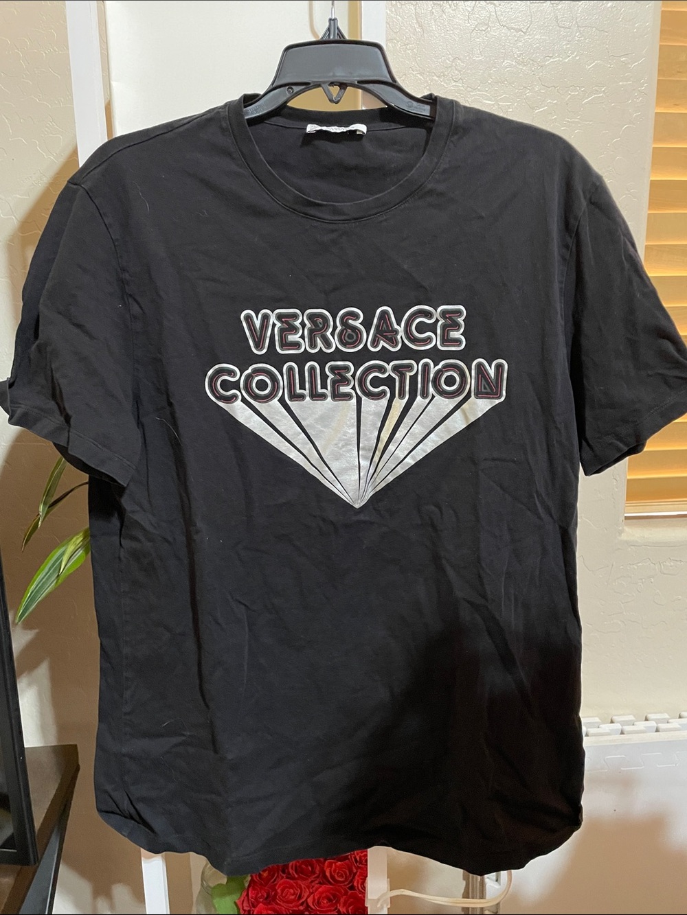 Versace Collection Black Tee with Silver Graphic Logo